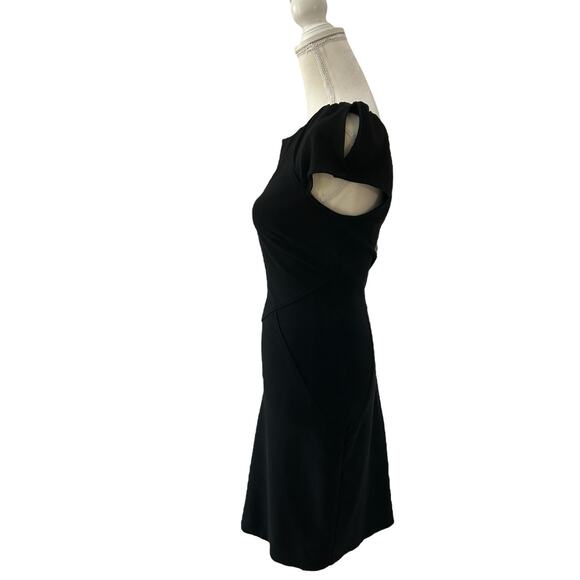 Diane Von Furstenberg Cap Sleeve Helen Midi V Neck Back Black Dress Size 6 Small - Picture 6 of 14